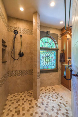 Custom designed tile bathroom shower